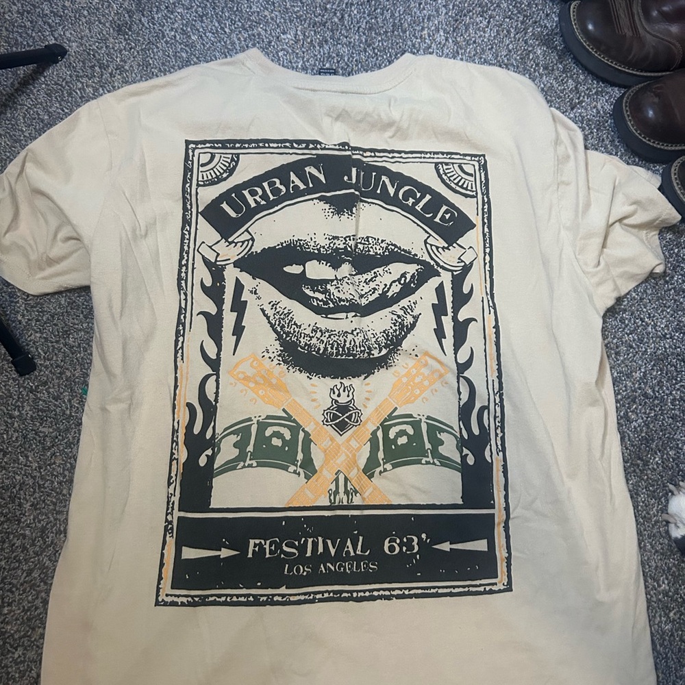 Urban Jungle Festival Men’s Graphic Tee Cream Retro Design